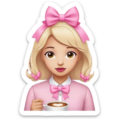 café com laço rosa sticker