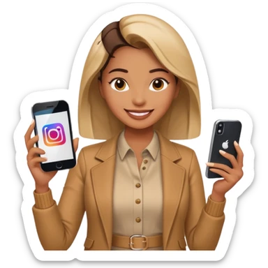 una señora entrando a mi  Instagram  para promocionar mi marca sticker