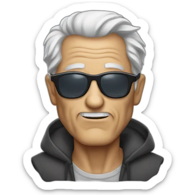 Scary old guy wearing shades written evil sticker