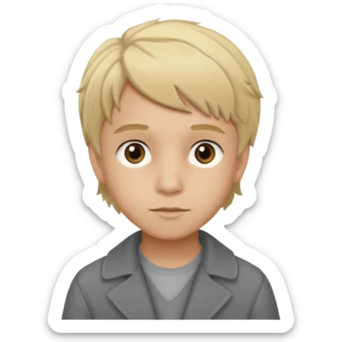 Gavroche From Les Miserables with light skin, brown eyes, blonde hair, gray outfit sticker