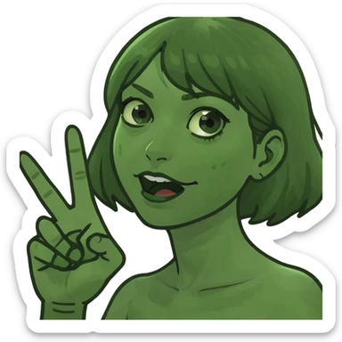 Girl throwing sister finger sticker