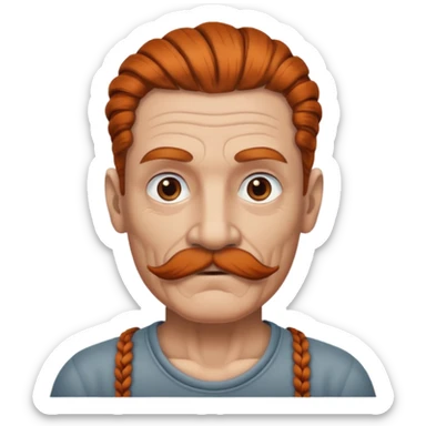 gray color mstache dark ginger braids man very gray mustache old very tattoed with the whitest mustache ever sticker