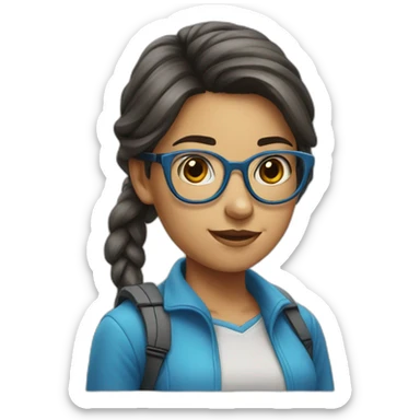 girl nerd blue sticker