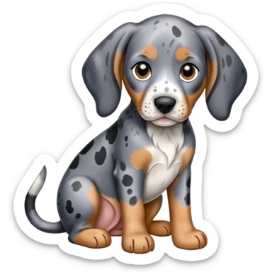 adorable sitting bluetick coonhound puppy with floppy ears and spotted coat sticker