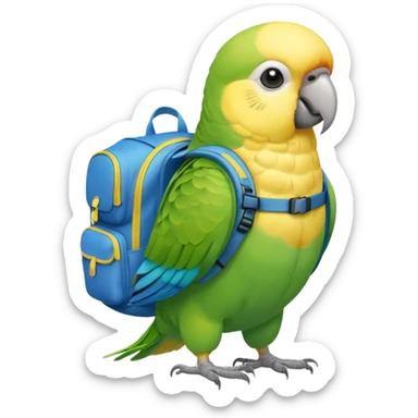 Parakeet with backpack sticker