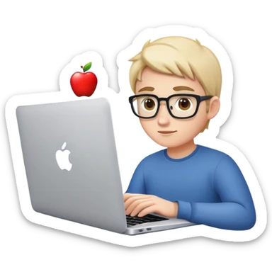 ios developer using macbook and imagine about apple sticker