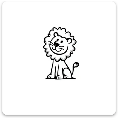 hand-drawn doodle of a lion, simple black lines, playful and minimal, in the style of a Notion doodle sticker