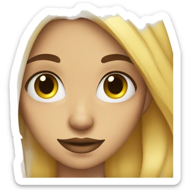 Yellow female emoji with dark blue hair, nose piercing, and sunflower colored eyes sticker