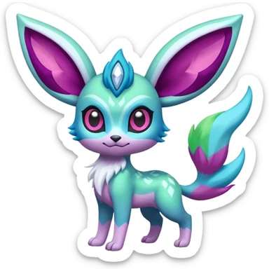 Colorful Exotic Meloetta-Glaceon-Venom-Stitch-Fakémon-creature-hybrid sticker
