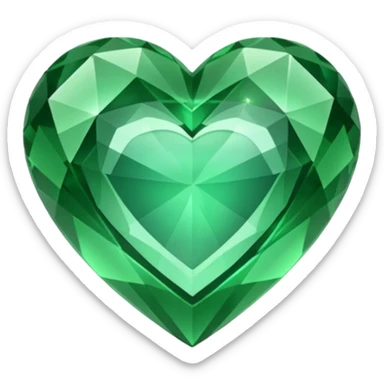 green crystal heart sticker