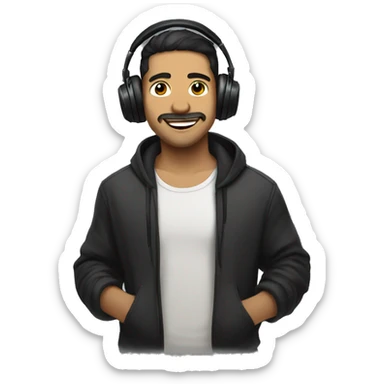 streamer man with headphones dark short hair happy sticker