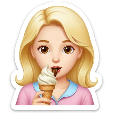 pretty girl ear ice cream  sticker