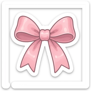 classic pink ribbon bow, cute and glossy sticker