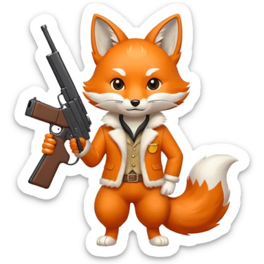 Kitsune holding a gun  sticker