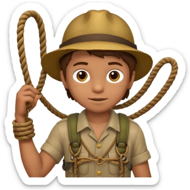 Boy + holding rope,Jungle Explorers. sticker