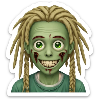 zombie with dreads with braces smiling sticker