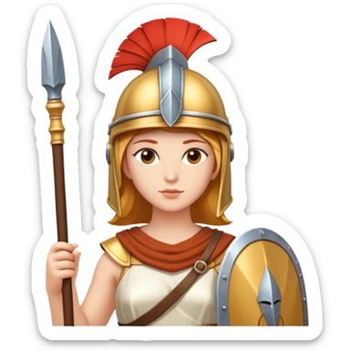 Goddess Athena with helmet and spear sticker