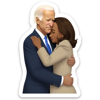 Joe Biden and Kamala Harris Hugging in tears and sadness  sticker