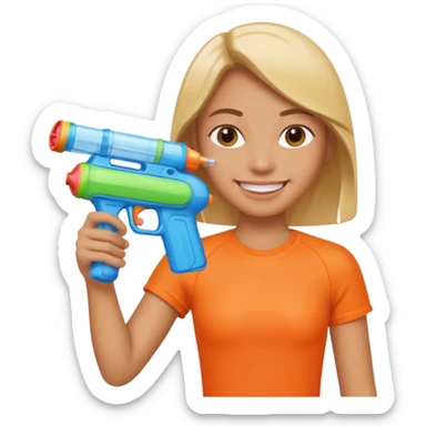 Smile holding water gun sticker