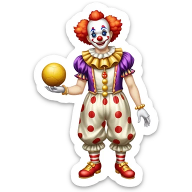 clown with golden chain on the neck playing ball full height sticker