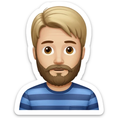 striped shirt with long hair and beard no moustache sticker