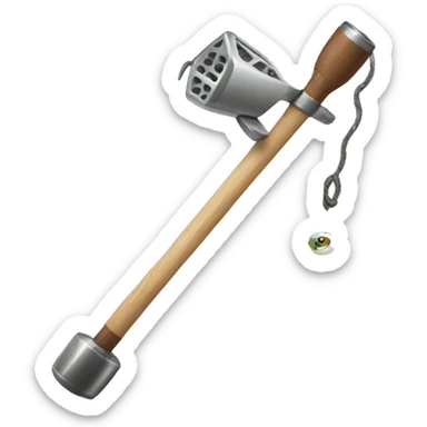 Hammer and fishing pole sticker