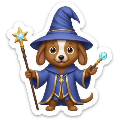Dog wearing a wizard clothes sticker