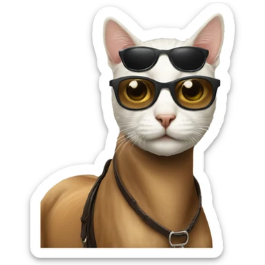 Cat riding a horse with sunglasses sticker