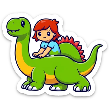 Red-haired girl with a dinosaur tail and animal paws instead of hands and feet sticker