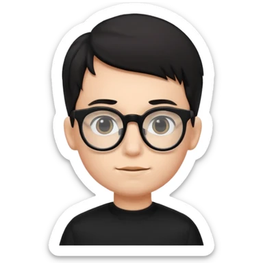 boy with big glasses,black wear sticker