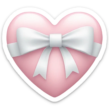 Pastel pink heart with white bow sticker