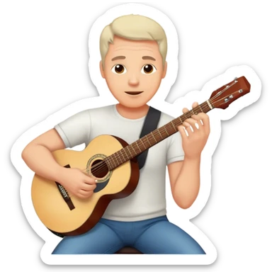 middle-aged man with light skin, musician, instrument, guitar, piano, violin, performance, music, playing, melody, talent, sound, notes, skilled, artist, creativity sticker