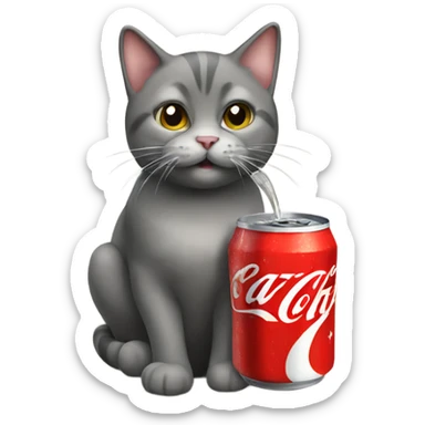 Cat drinks Coke sticker