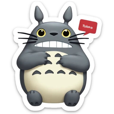 totoro with a card saying roberta sticker