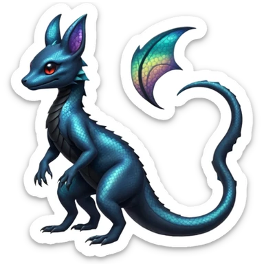 Shiny beautiful gorgeous ethereal Scaley Exotic Salandit-Umbreon-Fakémon-hybrid-creature (full body) sticker