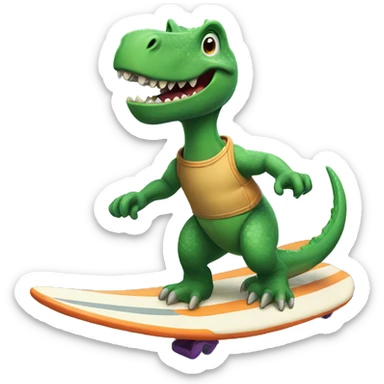 Dino surfing sticker
