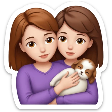 Two brown hair, white skin girls cuddling  sticker