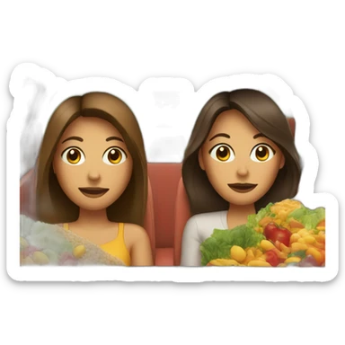 brunette and tan in a car made of food sticker