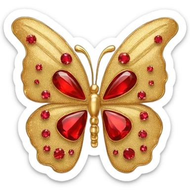 gold and red diamonds butterfly jewel sticker