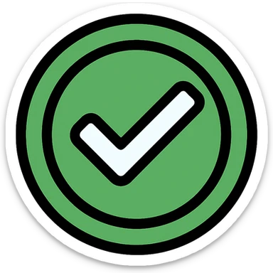 white heavy check mark, color outline icon style, green check mark with subtle shading, modern and friendly sticker