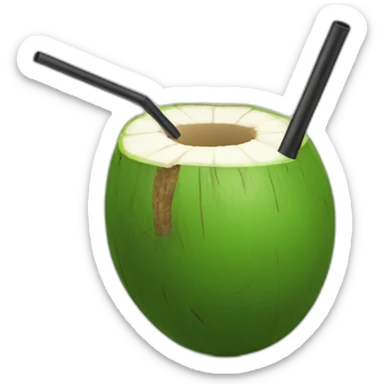green coconut with a straw sticker