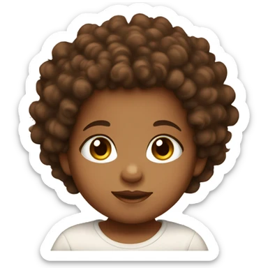 brown colored baby with brown eyes long eyelashes and a brown curly afro sticker
