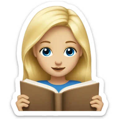 blondy hair girl with blue eyes read a book sticker