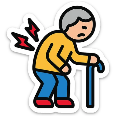 elderly person with back pain icon sticker