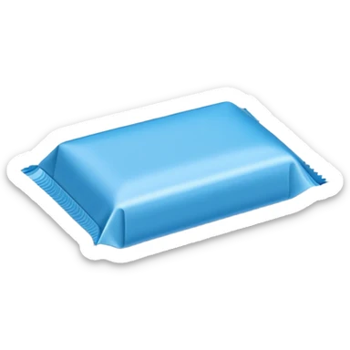 blue rectangular cardboard candy packet sticker