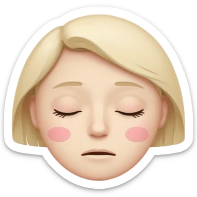 minimal flat emoji of a fatigued face,
half-closed eyes,
slightly uneven eyelids,
low-energy expression,
cool pastel muted tones,
modern mental health app style,
transparent background,
vector illustration sticker