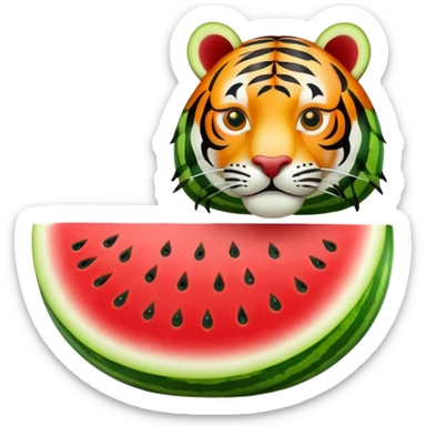 watermelon carved into tiger shape sticker