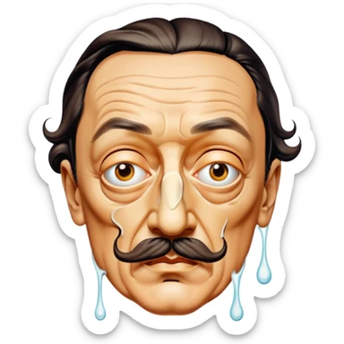 Salvadore dali with melting moustache portrait sticker