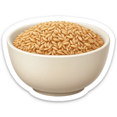 white bowl of brown rice, minimal, simple, clear sticker