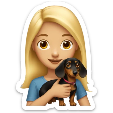 blonde girl with daschund  sticker